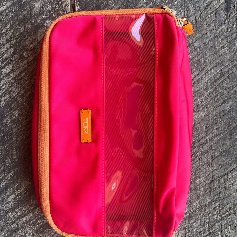 TUMI Pink and Orange Toiletry Travel Bag